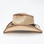 Distressed Ombre Brown Paper Cowboy Hat with Longhorn Bull Concho Rivet Vintage Western Cowgirl Design Daily Party - Image 4