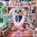 LED Light 3D Embroidered Rabbit Ears Winter Hat Waterproof Plush Airbag Magnet Cap with Soft Fruit Bows Pattern Woven Beanies - Image 4