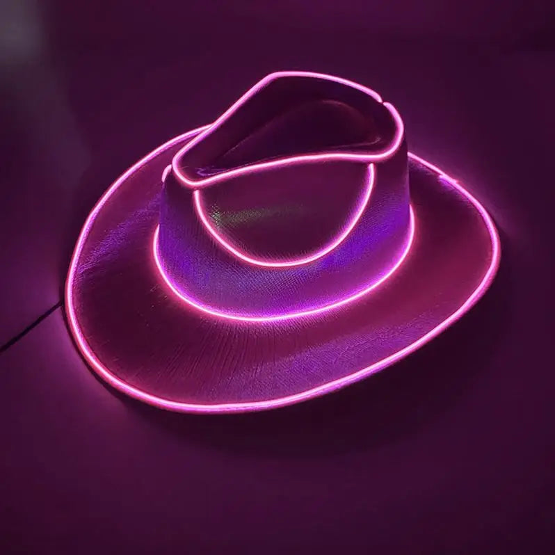 H9c256de7125e4791b130bf2fdb4d8cff6 Neon Sparkly LED Light-Up Cowboy Hat Unisex Glowing Sequin Jazz Hat for Wedding Parties Concerts Nightclubs Props - Image 1