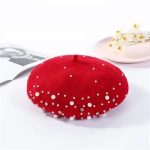Berets-EA039 Winter Wool Beret With Rhinestone Pearls Beads Female Cap Autumn Spring Hat Solid Color Top Quality Women Boina - Image 12