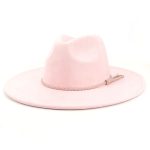 Wholesale High Quality Pink Wide Brim Women Hats Vegan Suede Fedora Hat Formal Dress Cap - Image 20