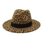High Quality Bulk Sale Custom Wide Brim Leopard Felt Fedora Hat Cheetah Print - Image 16