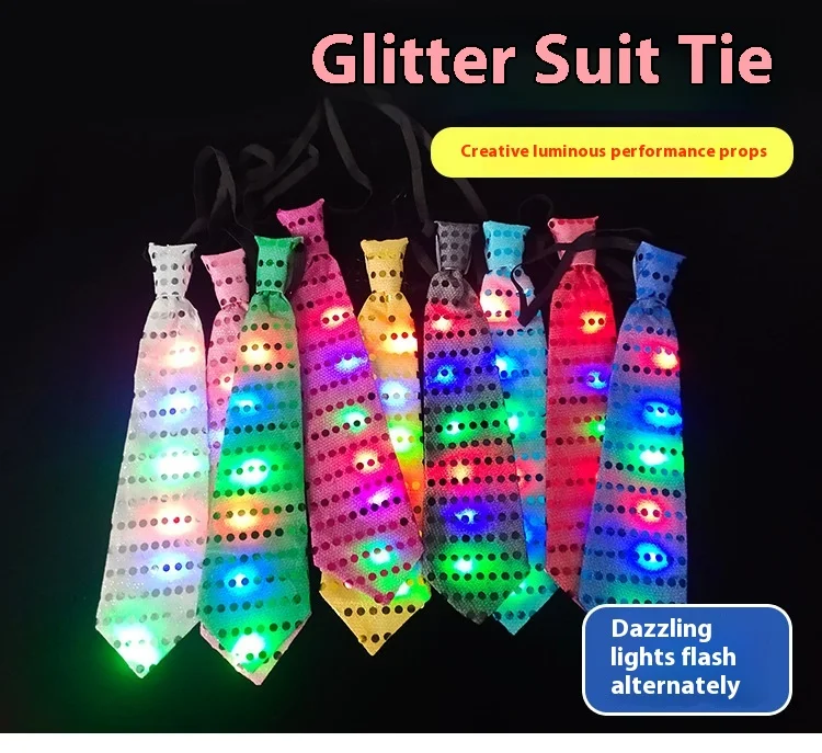 Stylish LED Tie and Bowtie for Nightclub Bar Disco Atmosphere-Creative Luminous Novelty for Parties