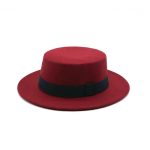 Wholesale  Flat Top Fedora Hat,  Ladies Felt Wide Brim Unisex Fedora Hats - Image 12