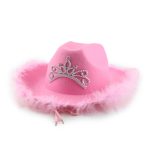 Rough Brim Felt Western Cowboy Flashing Sequins Pink Cowgirl Hat for Festival Halloween Christmas Party Cosplay Costume Hat - Image 9