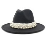 Solid Color Fedora Wool Felt Hat With Pearl for Women Mndjs237 - Image 11