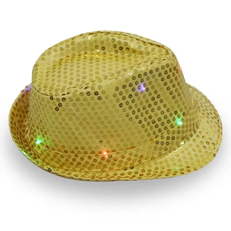 Ha1faac3a57aa4f5a8fdfe3c1813d609a7 GLG641 Wholesale Merry Christmas Fedora Light up Led Hat - Image 1