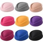Wholesale Solid Color Classic Curled Brim Etiquette Hat Fashion Elegant Dome Formal Headwear Dance Team Uniform Hat