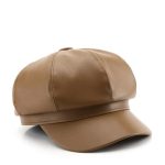 Autumn Winter Leather Women Hat Designer Ladies British Style Retro Casual Solid Color Fashion PU Women's Berets