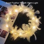 Wreath Ladies Girls Angel Hen Night Fancy Dress Party Glow Headband Festival Decorations LED White Feather Head Garland Hairban - Image 8