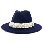 Solid Color Fedora Wool Felt Hat With Pearl for Women Mndjs237 - Image 12