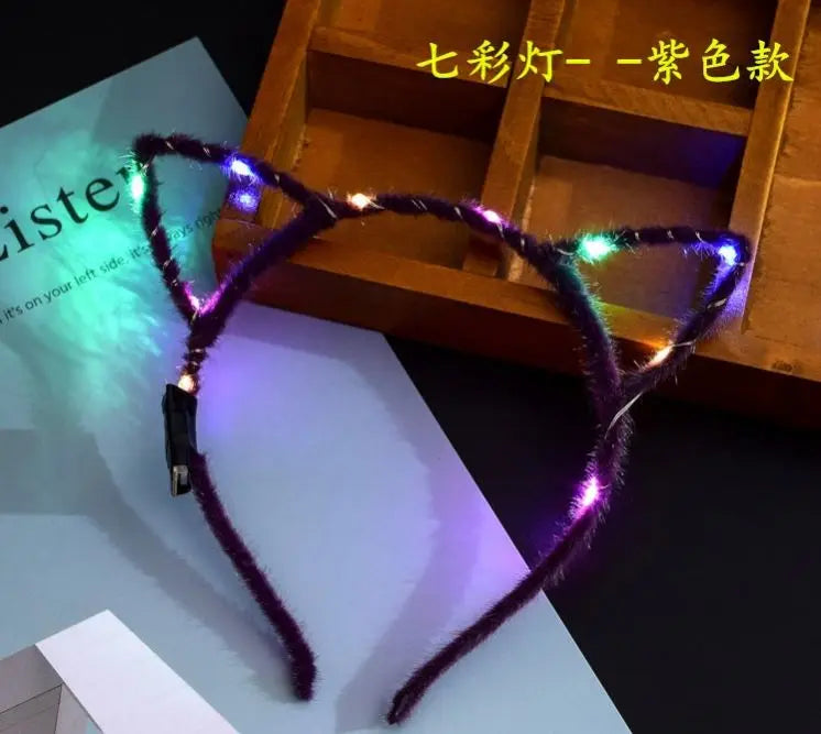 Ha3c17c7ea7024d9981bf55c72399b6aaJ Hot Sale Cat Ears Head Band LED Light up Party Glowing Supplies for Girls and Boys Headband Halloween Xmas Gifts - Image 1