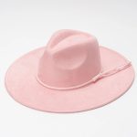 Wholesale Pink Wide Brim Hats Women Suede Vegan Fedora Hat Formal Dress for Party Scene - Image 19