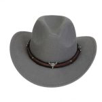 Children's Felt Upturned Bristle Jazz Bull Head Accessory Solid Color Top Wide Brim Western Cowboy Hat - Image 4