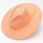 Wholesale Tan Wide Brim Fedora Hats Women High Quality Vegan Suede Cap for Formal Dress or Party