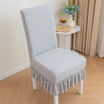 Modern Simple Elastic All-In-One Thickened Jacquard Slipcover Straight Back Dining and Table Chair Cover - Image 9