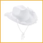 Pink Western Style  Women Girl Rolled Fedora Feather Edge Beach Cowboy  Cowgirl Hats - Image 2
