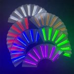 Stock Colorful 13ins Led Hand Fan Folding Light up Bamboo Decorative Rave Fan for Party - Image 6
