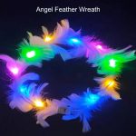 Wreath Ladies Girls Angel Hen Night Fancy Dress Party Glow Headband Festival Decorations LED White Feather Head Garland Hairban - Image 11