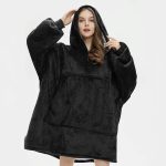 Wholesale Custom Adult Winter Hooded Wearable Oversized Hoodie Blanket  with  Embordiery Custom logo