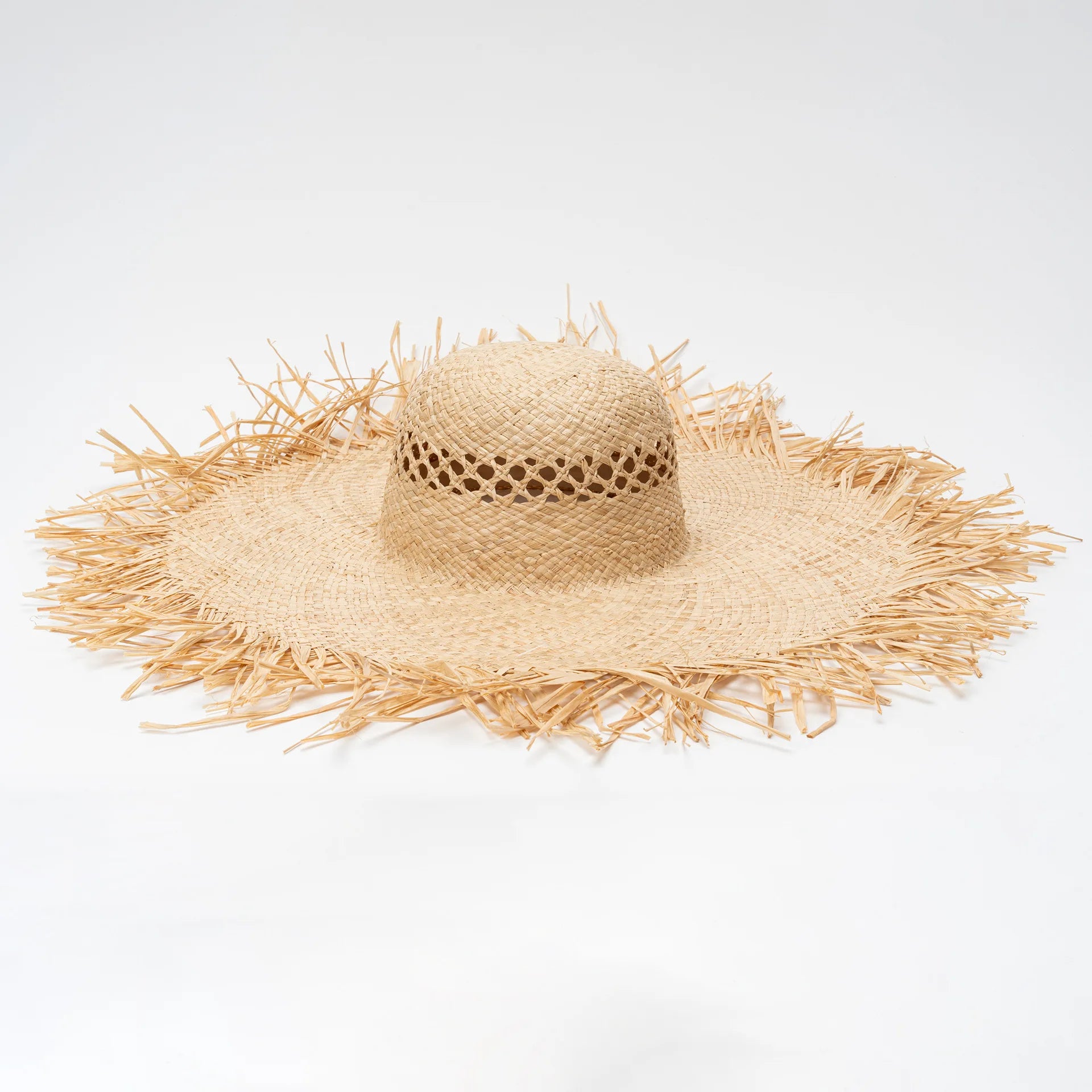 Hb280b496139d4812b630de8282c0861bU Ladies' Character Style Panama Hat with Hollow Wide Brim Custom Logo Printed Grass Ribbon Material for Outdoor Sun Protection - Image 1