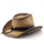 New Arrive Retro Hardtop Western Travel Panama Big Cowboy  Brim Hat with Floral Embroidery Hat for Unisex Beach Outdoor Sunshade - Image 3