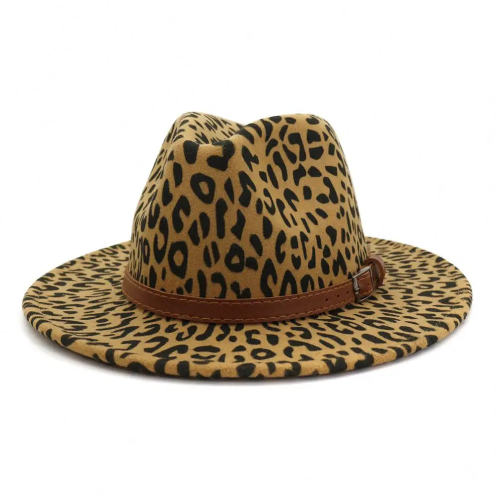 Hb62c90f4811646568968a2e22f3abd2fK High Quality Bulk Sale Custom Wide Brim Leopard Felt Fedora Hat Cheetah Print - Image 1