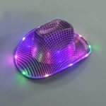 CEN-005 Sequin Light up Led Cowboy Hat Glow Club Party Hats for Bar Costume - Image 10