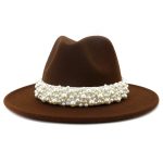 Solid Color Fedora Wool Felt Hat With Pearl for Women Mndjs237 - Image 15