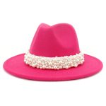Solid Color Fedora Wool Felt Hat With Pearl for Women Mndjs237 - Image 21