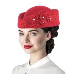 Retro Fashion Flight Attendant Women's Felt  British Applique Beret Fake Wool Hat Flight Attendant Hat Etiquette Hat - Image 12