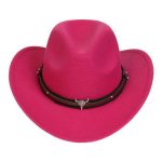 Children's Felt Upturned Bristle Jazz Bull Head Accessory Solid Color Top Wide Brim Western Cowboy Hat - Image 16