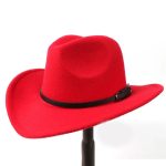 CEN-103 Size Wool Women's Men's Western Cowboy Hat for Gentleman Lady Jazz Cowgirl With Leather Cloche Black - Image 8