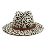 High Quality Bulk Sale Custom Wide Brim Leopard Felt Fedora Hat Cheetah Print - Image 4