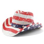 Classics America Flag Painting Straw Hats for Women and Men Summer Casual Scrawl Style Wide Brim Cowboy Straw Hats Leather Bands - Image 10