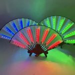 Foldable Hand Fan With Led Light Glowing Fluorescent Discoloration Fan for Night Performance Dj Bar Club Room Party Decoration