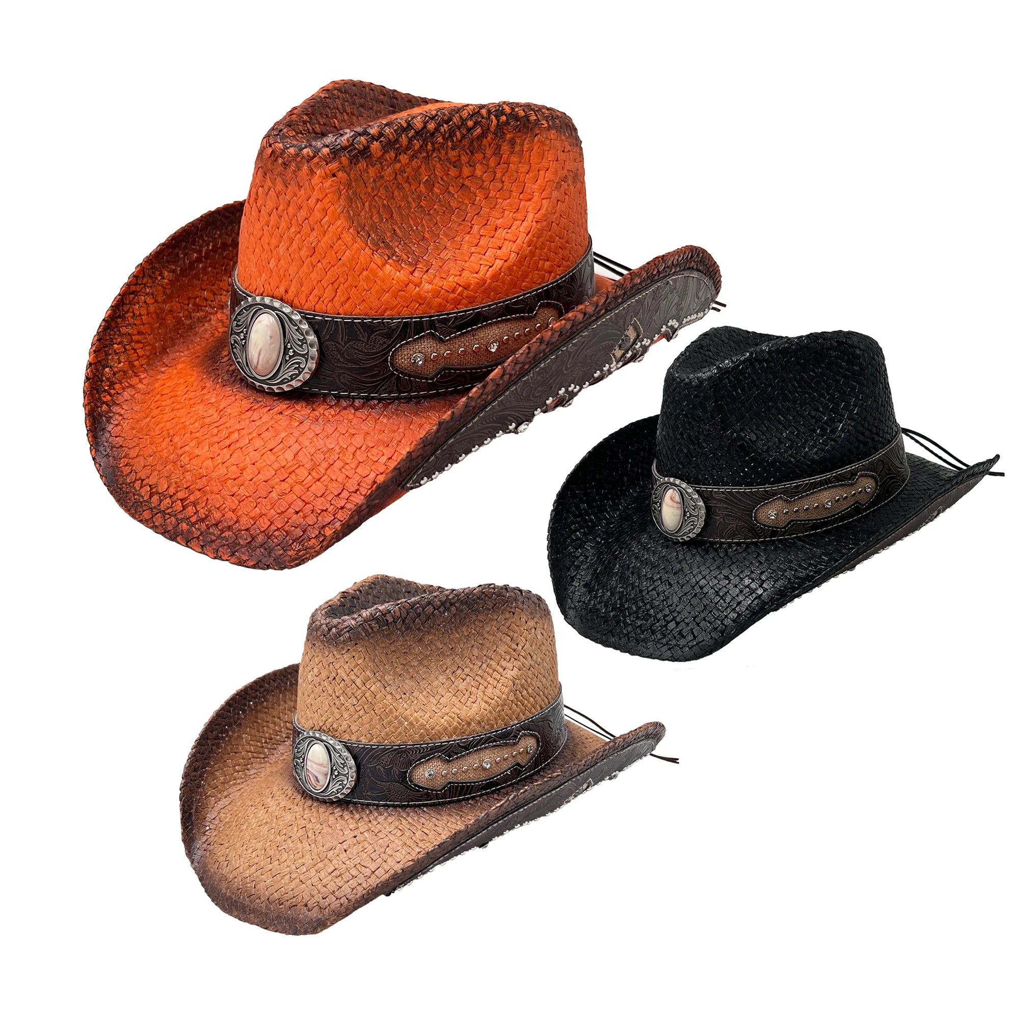Hbd9a152073554deb9893b6c7f4907a0bz High Quality American Western Cowboy Hat Natural Straw Handmade Embroidery Brim Straw Hats Cowgirl Hats for Cattleman - Image 1
