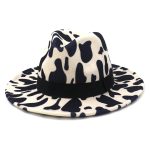 High Quality Bulk Sale Custom Wide Brim Leopard Felt Fedora Hat Cheetah Print - Image 29
