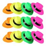 Gangster Fedora Dress Neon  Hats for Glow Halloween Women Girls Costume 70'S Style Dressing up Party