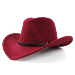 CEN-103 Size Wool Women's Men's Western Cowboy Hat for Gentleman Lady Jazz Cowgirl With Leather Cloche Black - Image 13