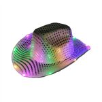 CEN-046 Fashion Shiny Jazz Hat Western Light up Cowboy Hats Sequins Adult With Led for Party - Image 6