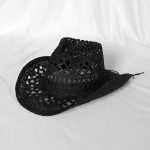 Wholesale Summer Beach Outdoor Sunshade Straw Sun Hat Western Cowboy Jazz Hat Wide Brim Handmade Retro Hollow Cowgirl Fedora Hat - Image 9