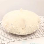 PLA-1005 Women Knitted Beaded Luxury Beret With Pearls Fashion Cashmere Warm French Hats - Image 8