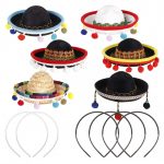 Mesr-026  Mexican Hat Party Decorations Supplies  Mayo Sombrero Headband Mini Straw Pet Hats Headband - Image 5
