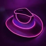 Wholesale Colorful Holographic Neno Led Light up Cowboy Hat Adult Halloween Christmas Party bar Cosplay Costume Cowgirl Hat
