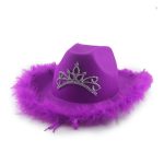 Rough Brim Felt Western Cowboy Flashing Sequins Pink Cowgirl Hat for Festival Halloween Christmas Party Cosplay Costume Hat - Image 10