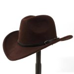 CEN-103 Size Wool Women's Men's Western Cowboy Hat for Gentleman Lady Jazz Cowgirl With Leather Cloche Black - Image 5