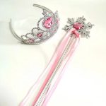 THU-048 Frozen Birthday Party Supplies 2Pcs/Set Girls Princess Tiara Crown Magic Wand Kids Rhinestone - Image 2