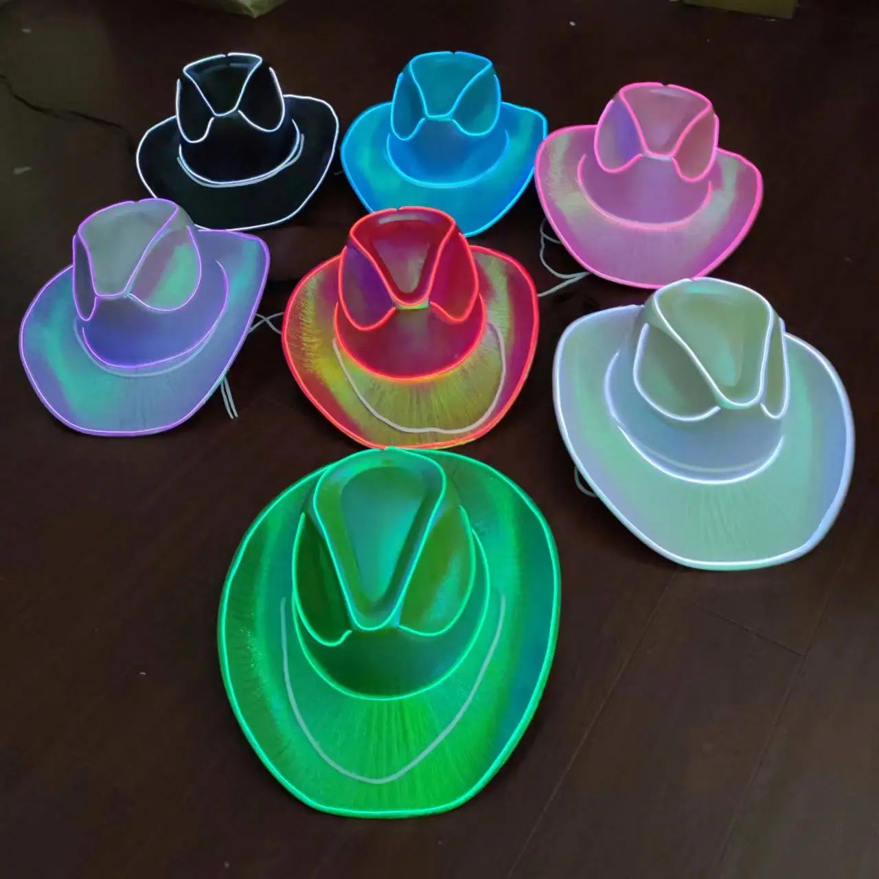 Hc90a4412fab442d997fa7544acefeee6p GLG578 Carnival Festival Party Costume Hats Light up Cowboy Hat Led Neon Cowboy Hat for Wedding - Image 1