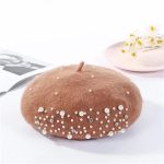 Berets-EA039 Winter Wool Beret With Rhinestone Pearls Beads Female Cap Autumn Spring Hat Solid Color Top Quality Women Boina - Image 11